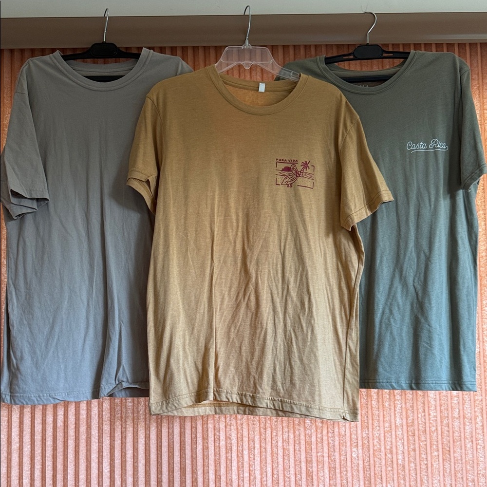 Men's Casual Gradient T-Shirt - khaki green and gold
